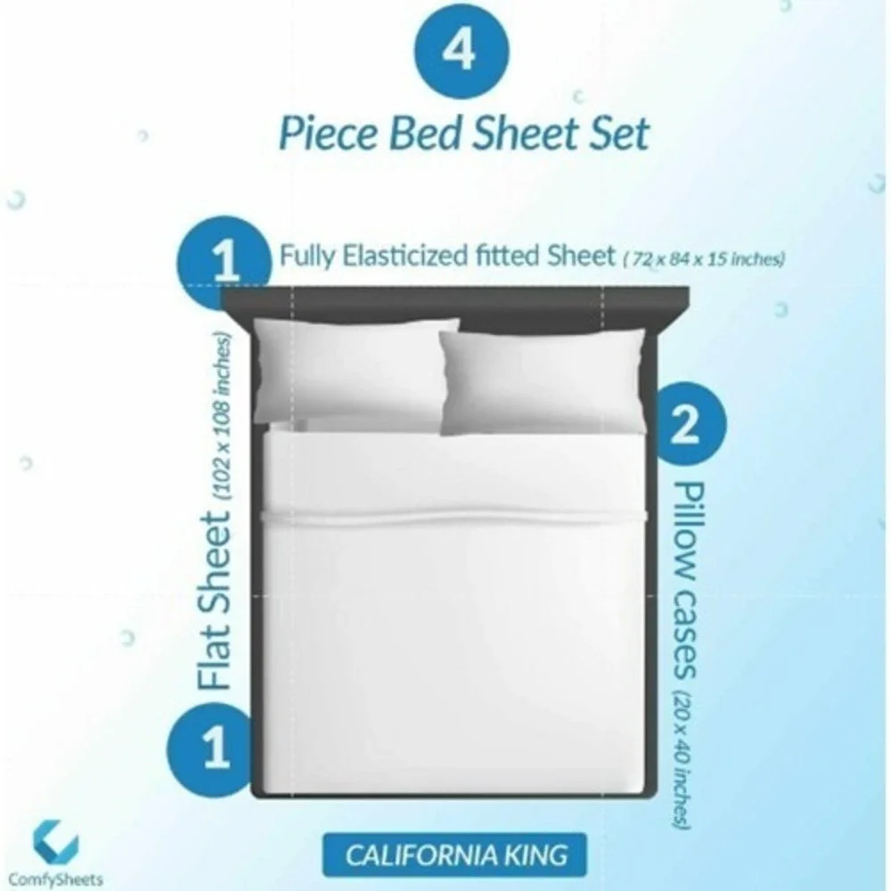 COMFY SHEETS 100% Egyptian Cotton 4-Piece Sheet Set 600TC (Pink, Cali‎ King)